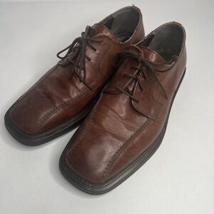 Skechers Collection Brown Mens Leather Shoes Work Dress 9 Italy 42 Lace Up